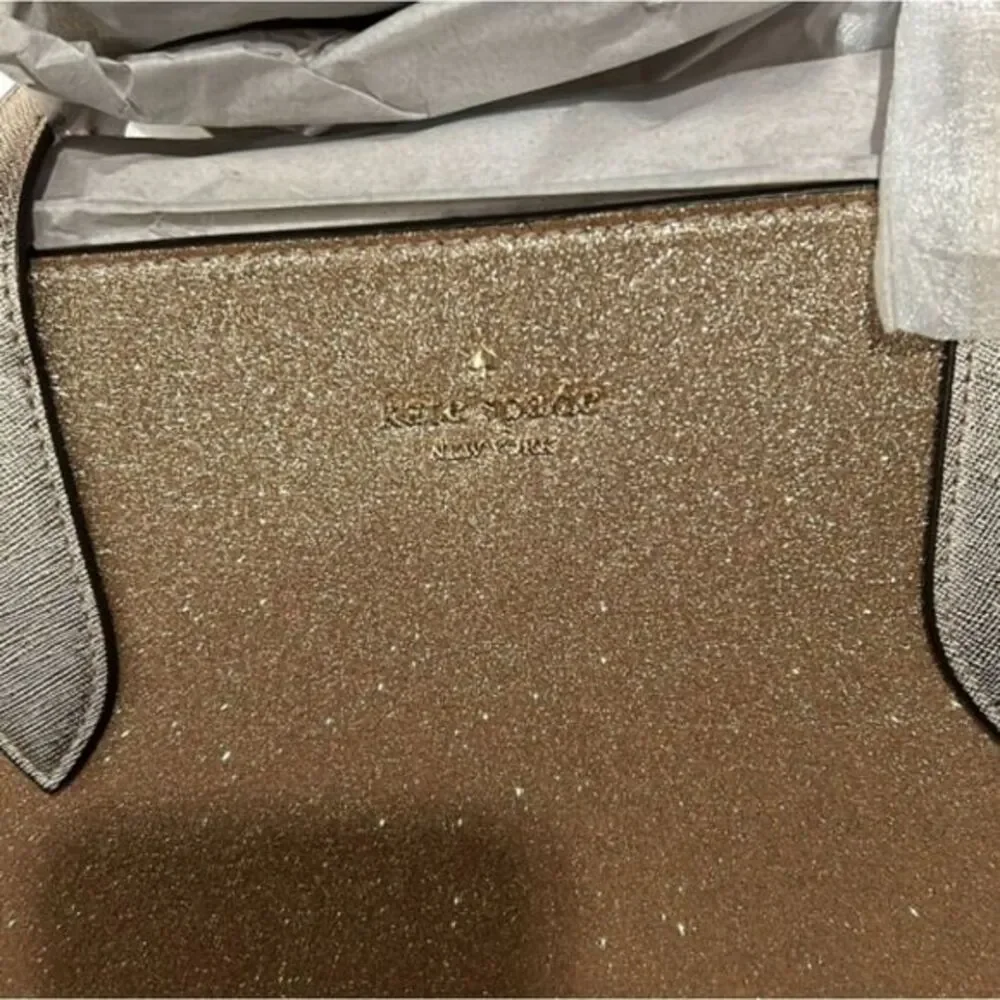 Kate‎ Spade NWT Glimmer Tote Bag Golden Glitter Shimmer